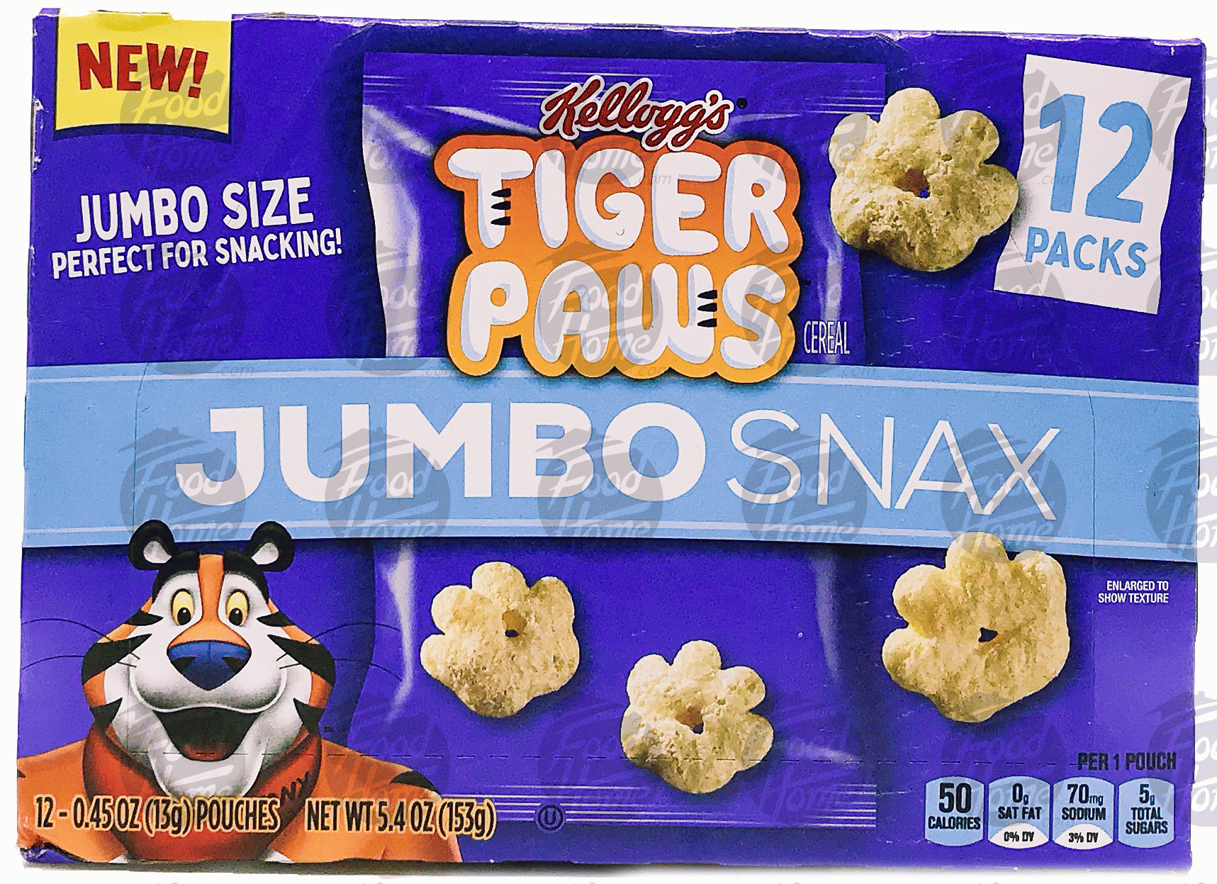 Kellogg Tiger Paws jumbo snax tiger paw cookies, 12 pk., box Full-Size Picture